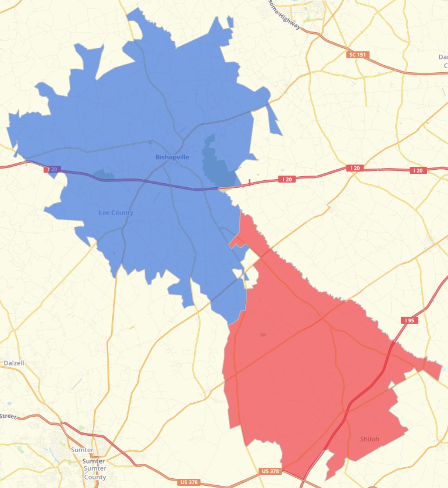 Lee Results Map